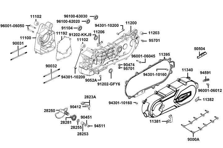 Vevhus - Variatorkåpa - Kickaxel